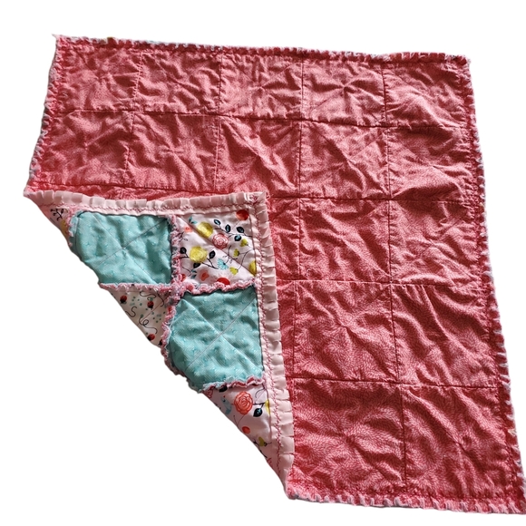 NEW Homemade Newborn Baby Girl Rag Quilt /Security Blanket /Pet Blanket/Doll - Picture 8 of 12